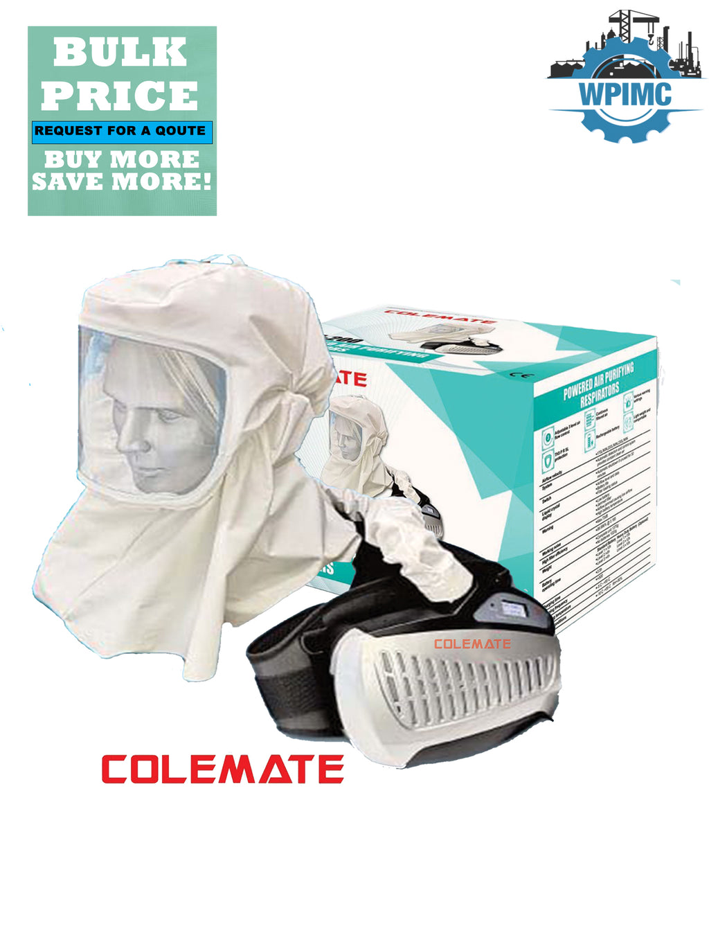 COLEMATE POWERED AIR PURIFYING RESPIRATOR CM-200 - Free Shipping Nation Wide